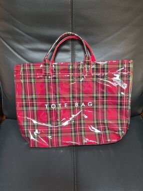 Red Plaid Women's Tote Bag with Clear Coating! NWOT!!!